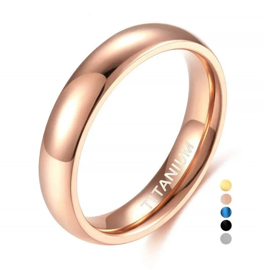 Rose Gold Ring for Women 4mm Wedding Band for Female Titanium Unisex Classic Ring