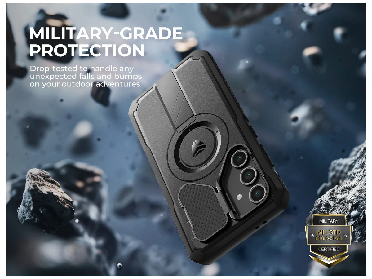 For Samsung Galaxy S24 FE Case with Camera Cover & Built-in Screen Protector Magnetic Rugged Shockproof Protective Cover Holder