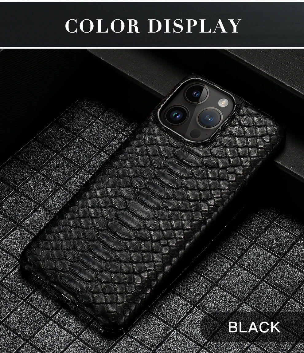 100% Genuine Python Leather Phone Cover Case For iPhone 16 15 14 Pro Max Plus 15Pro 14Pro 16Pro 16Plus Max Luxury
