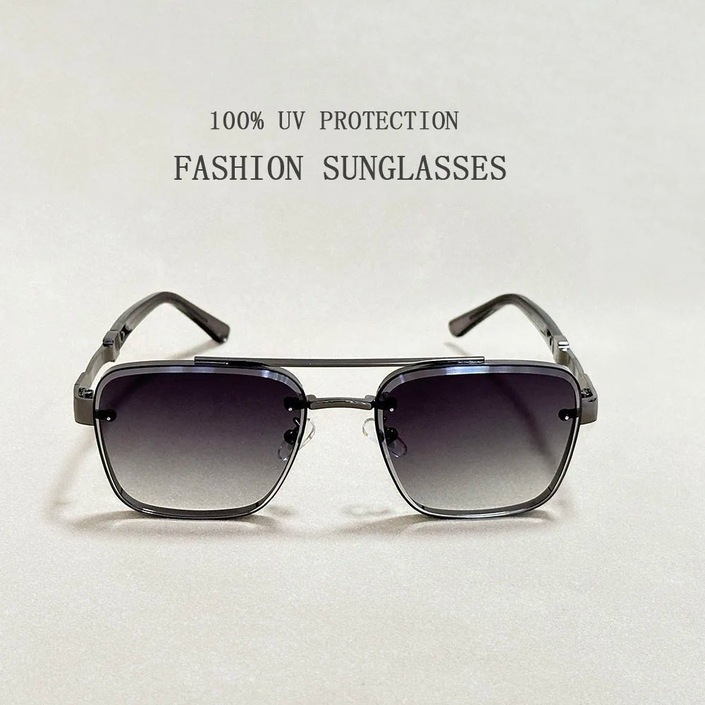 Square Alloy Frame Sunglasses With UV400 Protection
