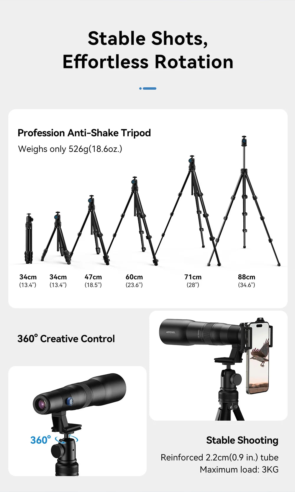 50X Telephoto Smartphone Lens with Tripod and Phone Clip