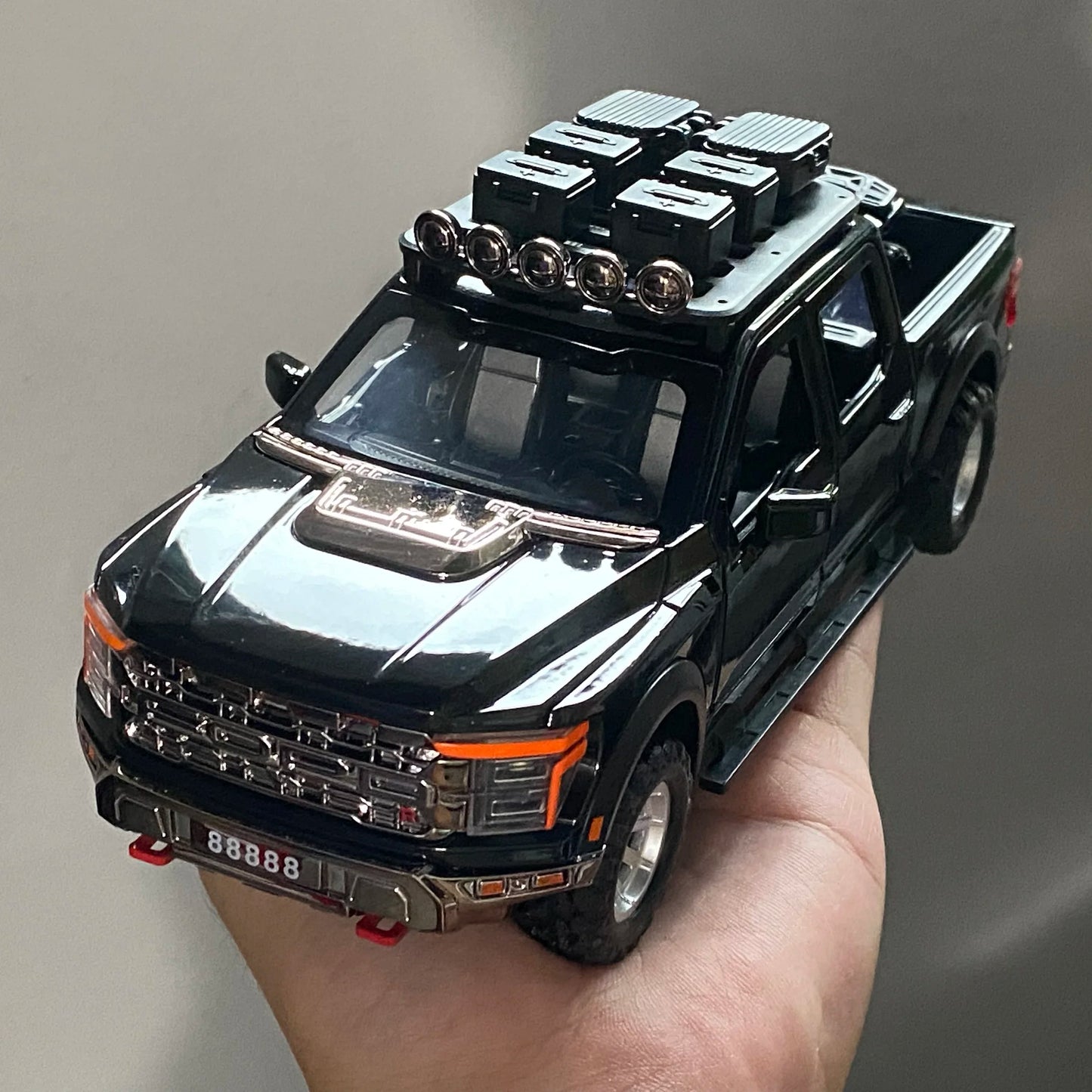 1:24 F150 Off Road Pickup Truck Alloy Diecast Metal Model Sound & Light Pull Back Toy Trendy Display Birthday Present For Friend