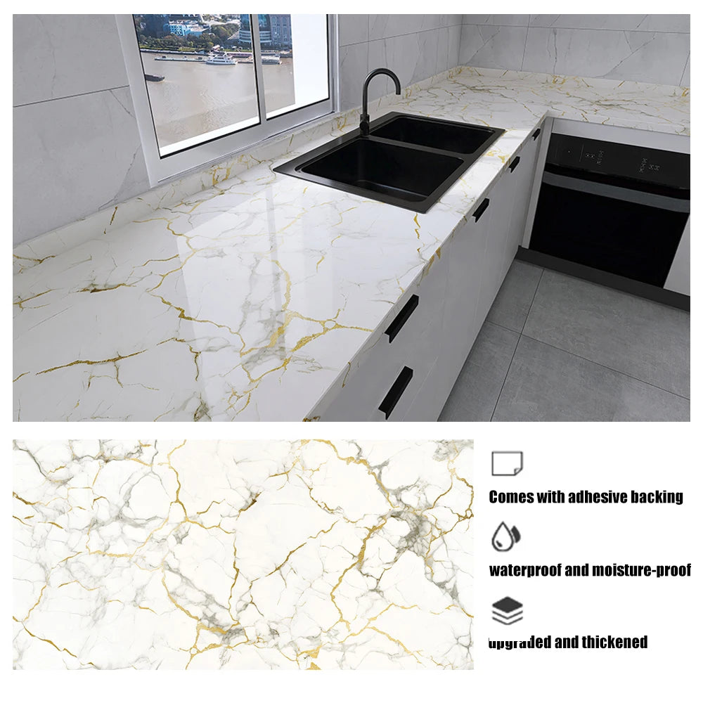 Tile Stickers Waterproof and Oil-proof Kitchen High Temperature Resistant Renovation Self-adhesive Cabinet Countertop Wallpaper
