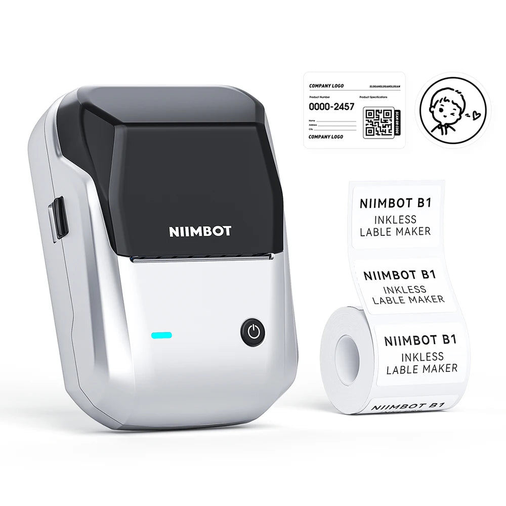 B1 Portable Thermal Label Printer 2 Inch, Bluetooth Mini Sticker Maker, Wireless Inkless Label Printer for Smartphone & PC