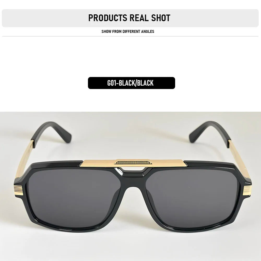 Square Metal Frame Sunglasses With UV400 Protection