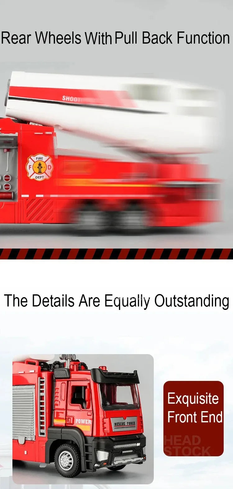 1:32 Scale Container Truck Fire Trucks Model Car Toy Pull Back Music Light Metal Diecast Doors Opened Vehicles Toys for Gift