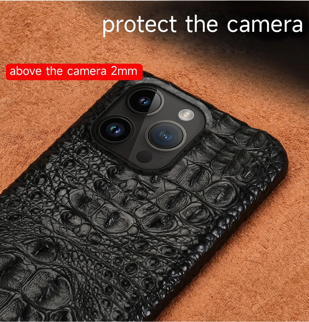 100% Genuine Crocodile Leather Phone Case For iPhone 16 15 14 Pro Max 15Pro 16 Plus Luxury Shockproof Back Cover