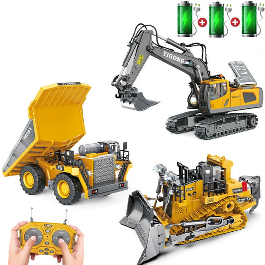 Remote Control Excavator 4x4 Alloy Dump Truck Bulldozer Radio Model RC Car Construction Vehicle Toy  Gifts