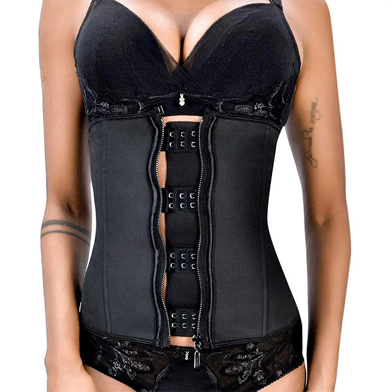 Latex Corset Body Shaper Waist Trainer Cincher Zipper Under bust Weight Loss Slimming Shapewear Hourglass Belt Women