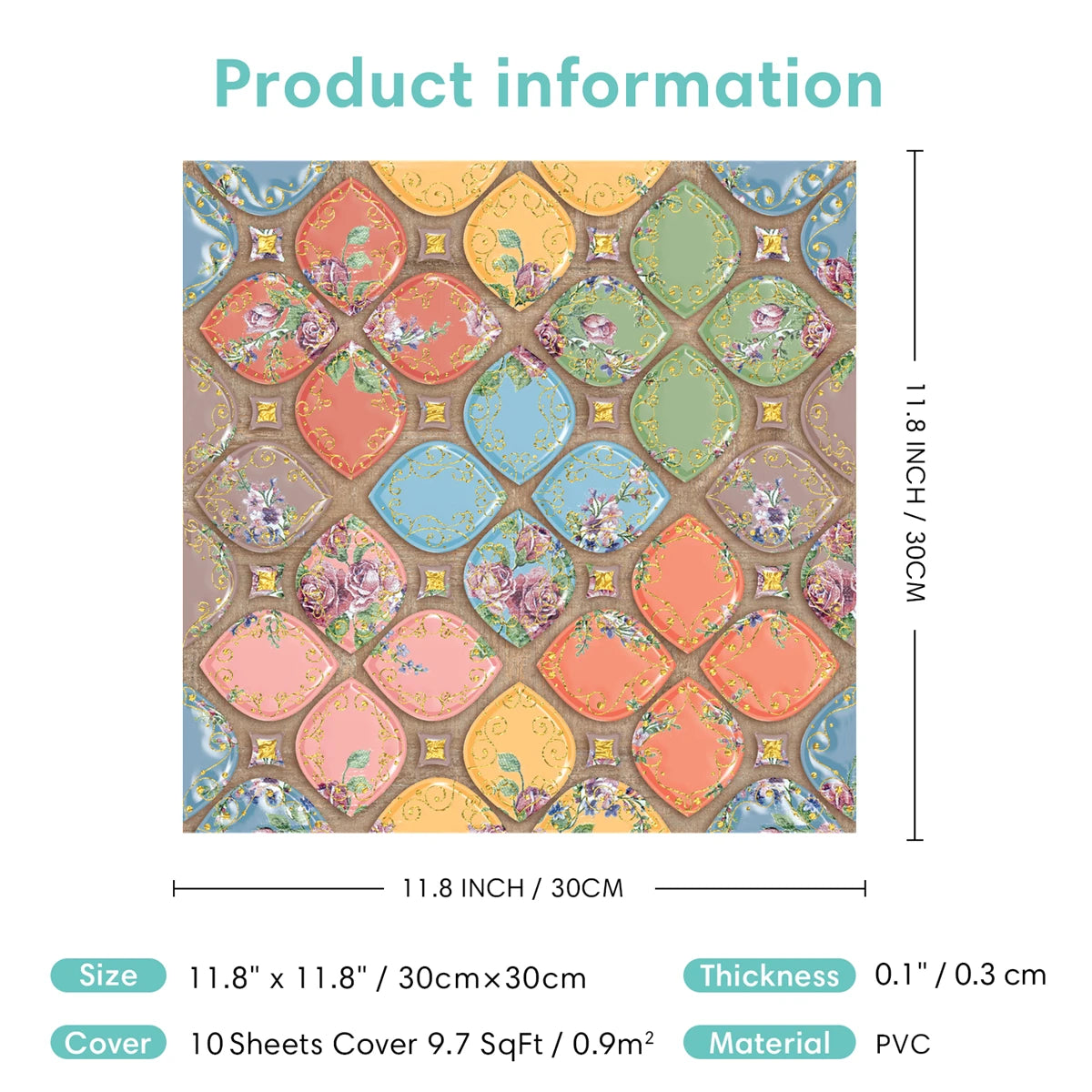 3D Wall Sticker Self-adhesive Boho Wall Panel Peel and Stick Tile Backsplash for Kitchen Bathroom Living Room Waterproof