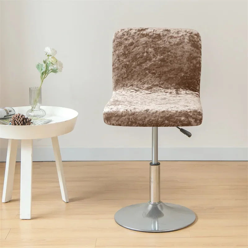 1PC Shiny Velvet Short Bar Chair Covers Stretch Back Bar Stool Covers Small Size Dining Barstool Slipcovers Party Banquet Decor