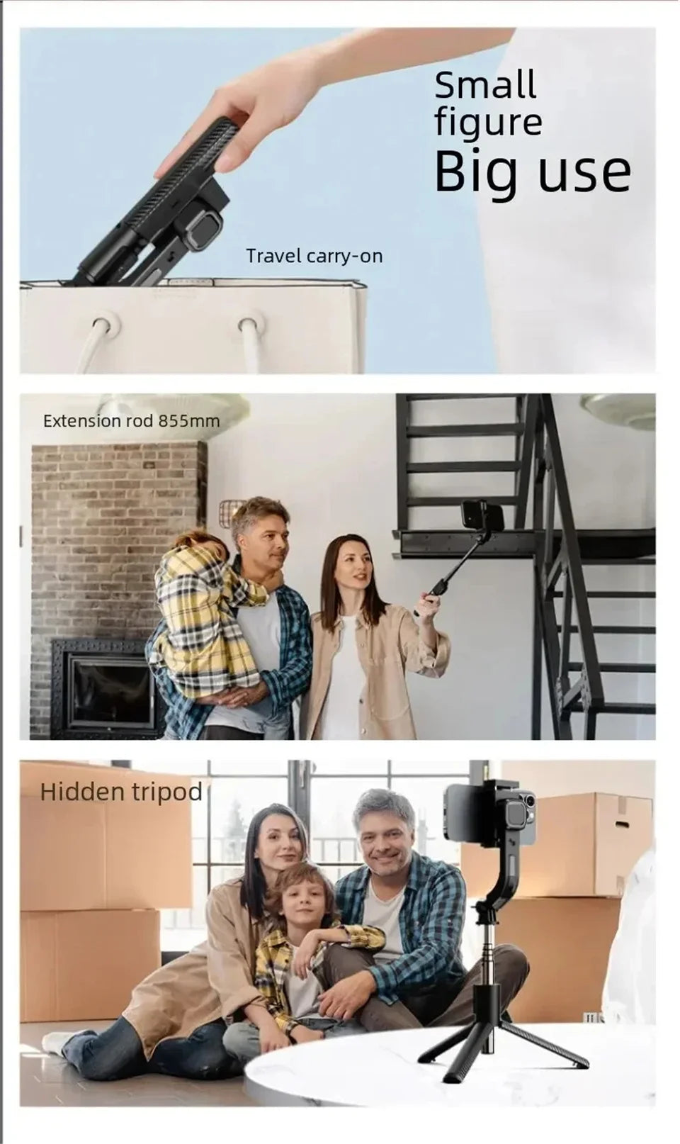 Bluetooth Handheld Gimbal Stabilizer Mobile Phone Selfie Stick Aluminum Alloy Adjustable Tripod for Smartphone Live