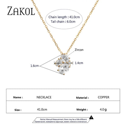 Fashion Mutilcolor Crystal Pendant Necklaces for Women Korean Oval Cubic Zirconia Necklace