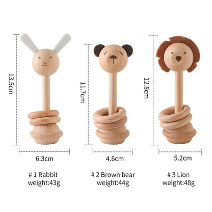 Wooden Montessori Toys For Babies Mobile Rattle Toy Comfort Rattle Toy Beech Wooden Animal Baby Comfort Toy  Nursery Decoration