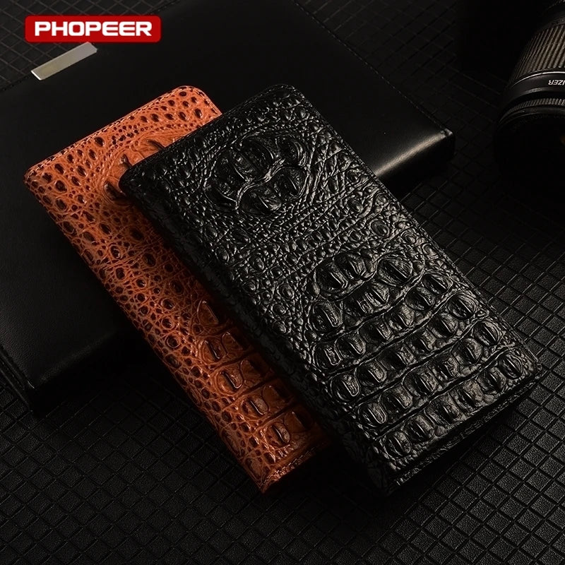 Luxury Genuine Leather Wallet Flip Case for Samsung Galaxy S26 / S25 / S24 / S23 / S22 / S21 / S20 Ultra, Plus, FE – Magnetic Kickstand Vintage Business Cover