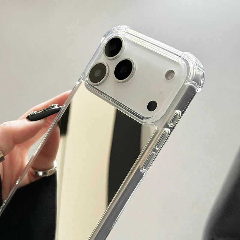 Luxury Plating Make Up Mirror Phone Case For iPhone 17 16 15 Pro Max 14 Plus Air Shockproof Cover