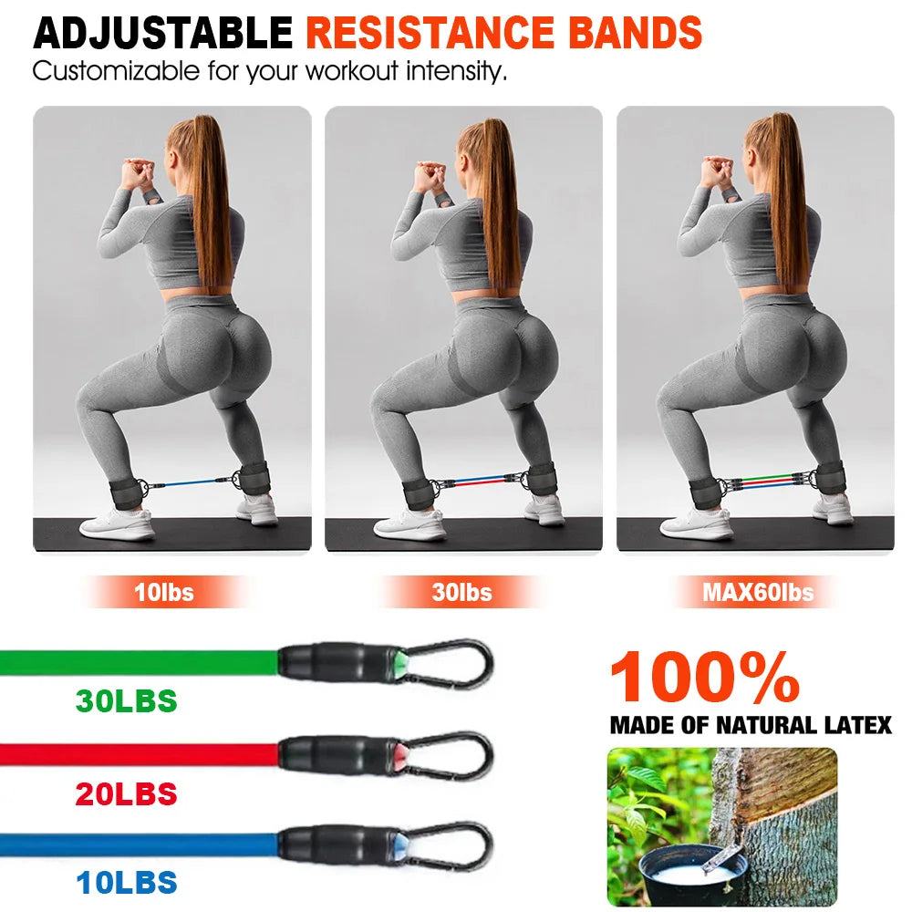 Resistance Bands, Bands for Working Out with Cuffs,Glutes Workout Equipment, Butt Exercise Equipment for Women Legs and Glutes