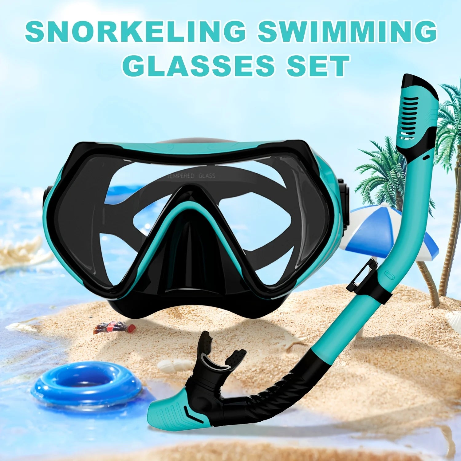 Scuba Diving Mask Snorkel Set For  Tempered Glass Professional Panoramic Snorkeling Gear Swimming Training