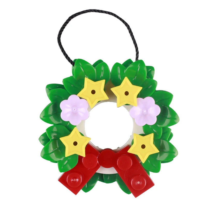 Christmas Village House Building Blocks Sleigh Reindeer Tree Present Car Wreath Fireplace Gingerbread Man Bricks Toys  Gift