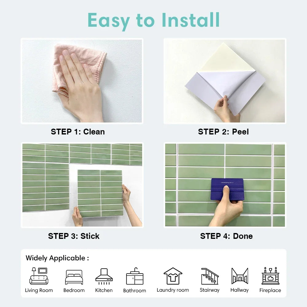 10pcs  3D Decorative Wall Stickers, Self-adhesive Kitchen Tile Stickers, Water and Mold Resistant, Easy to DIY, 30cm x 30cm