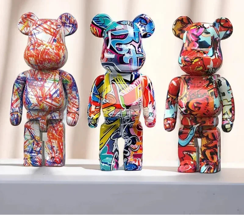 27cm Graffiti Bear Figurine Home Decoration Animal Statue Storage Money Jar Modern Room Sculpture Table Decor  Statues