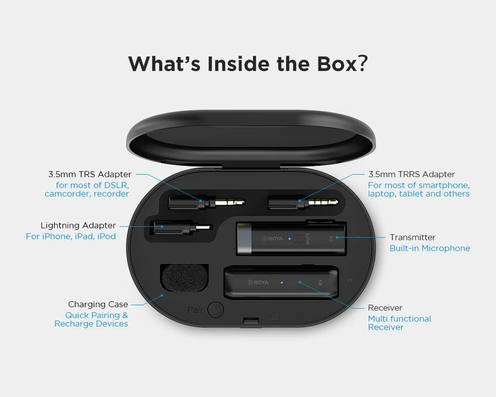 BY-WM3 Wireless Lavalier Lapel Microphone for iPhone Android DSLR Camera Laptop Computer Gaming Youtube Recording Streaming