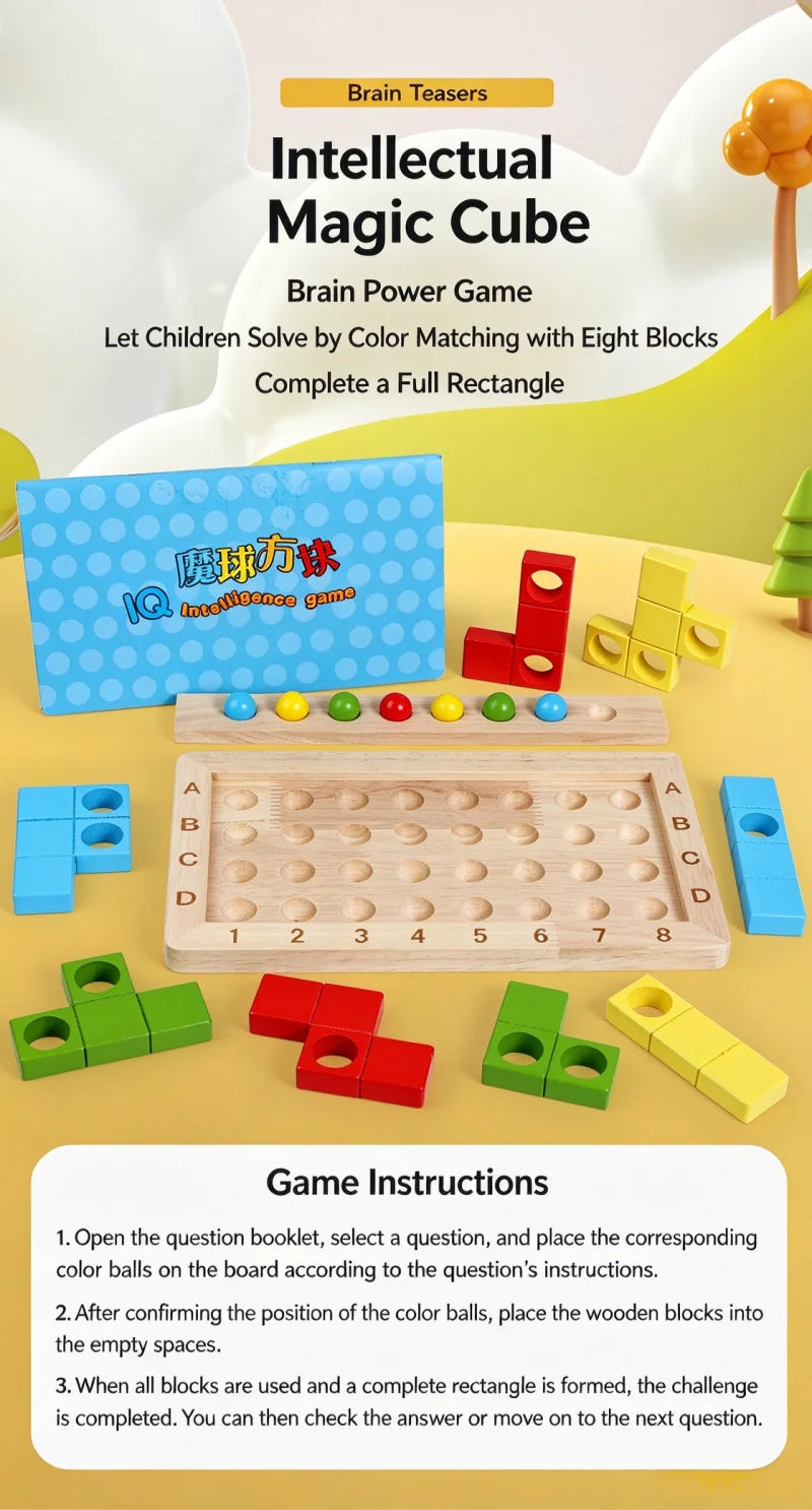 Wooden Magic Ball Cube Logic and Colour Matching Puzzle