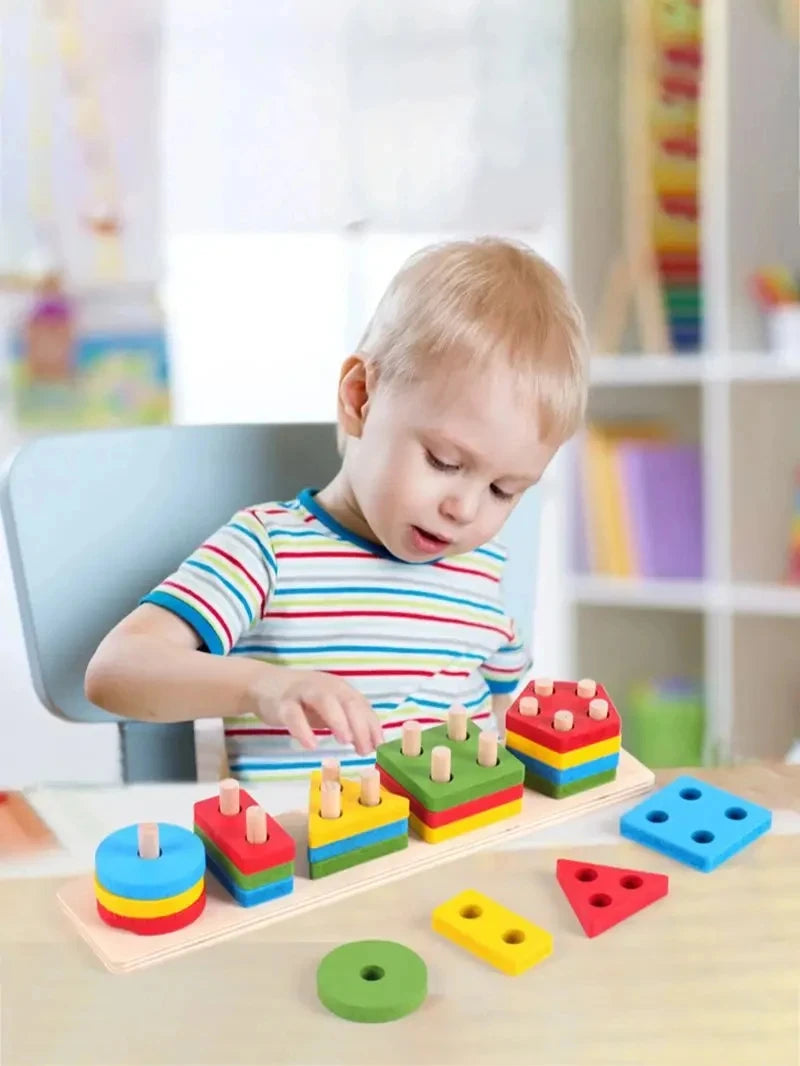 Montessori Educational Wooden Toys For Children 1 2 3 Years Baby Toys Kids 3D Wooden Puzzles Baby Learning Toy Child Puzzle Game