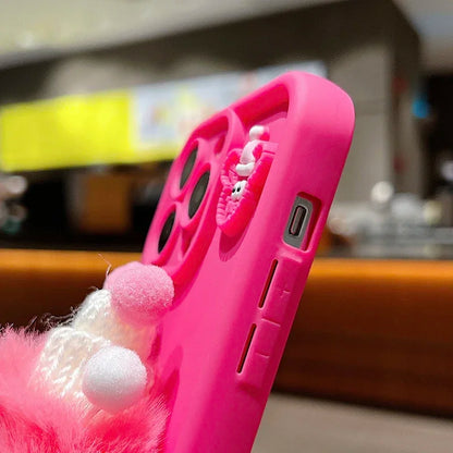 Cute 3D Plush Coal Ball Case For Samsung Galaxy S24 Ultra S23 FE S22 Plus S21 S20 Soft Cover