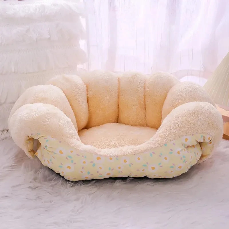 Cartoon Plush Winter Pet Bed for Cats and Small Dogs