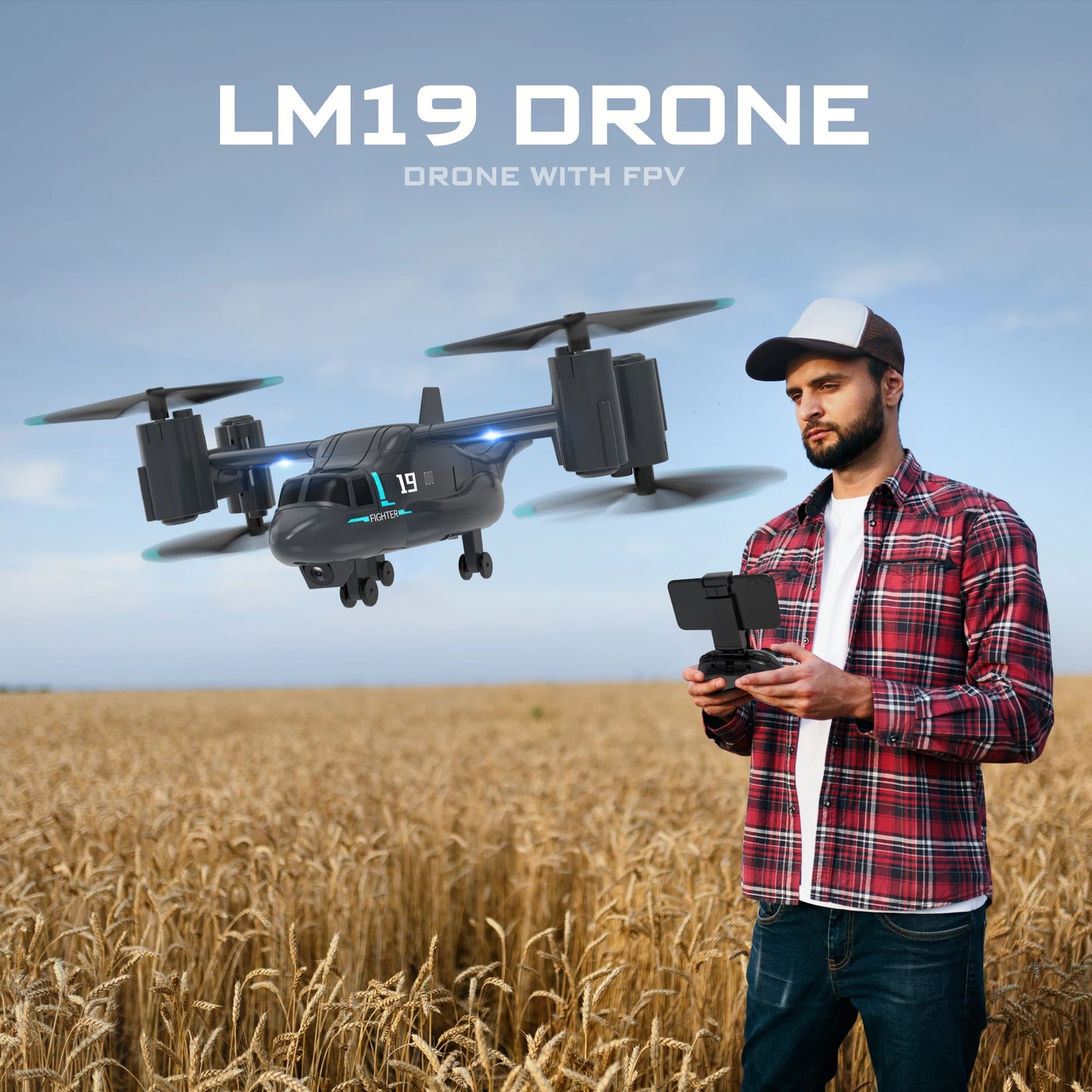 Remote Control Helicopter Drone 480P Camera Fighter UAV Land Air Mode Aircraft Brushless RC Drones for  Plane Toys