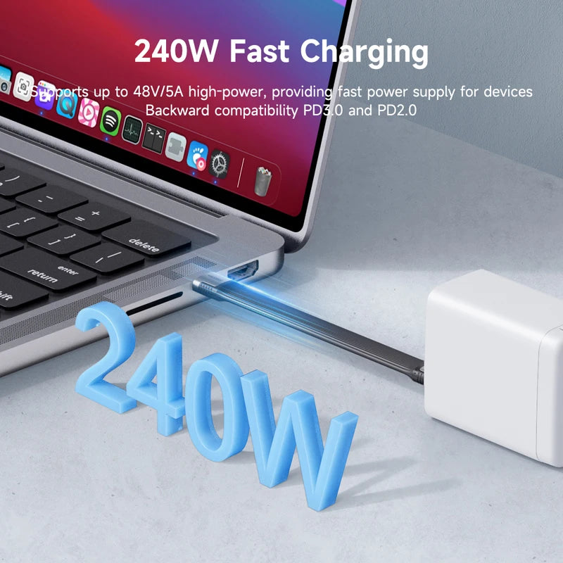 USB4 Data Cable 40Gbps USB C to Type C Short Cable PD 240W 8K 60Hz for Thunderbolt 3/4 iPhone 15 Pro Max SSD Power Bank