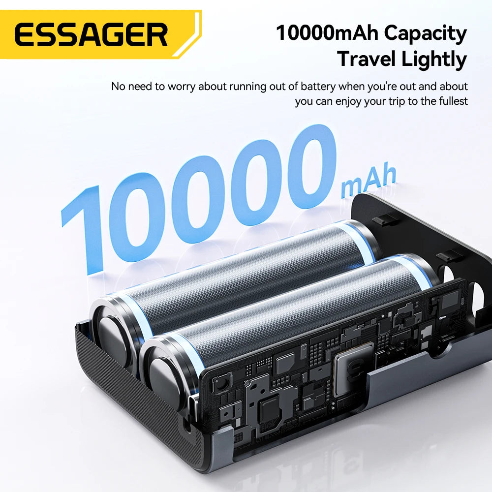 45W Power Bank 10000mAh Built-in USB C Cable Fast Charging Portable Battery with Digital Display