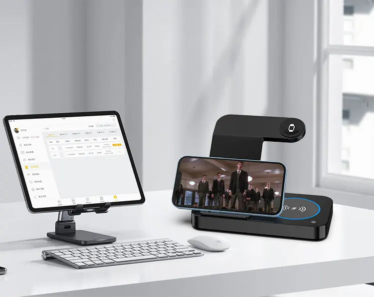 Portable Desktop Mobile Phone Wireless Charger Station 3In1 4 3 In One 3 In 1 Folding Megnetic Foldable 10W 15W Wireless Charger