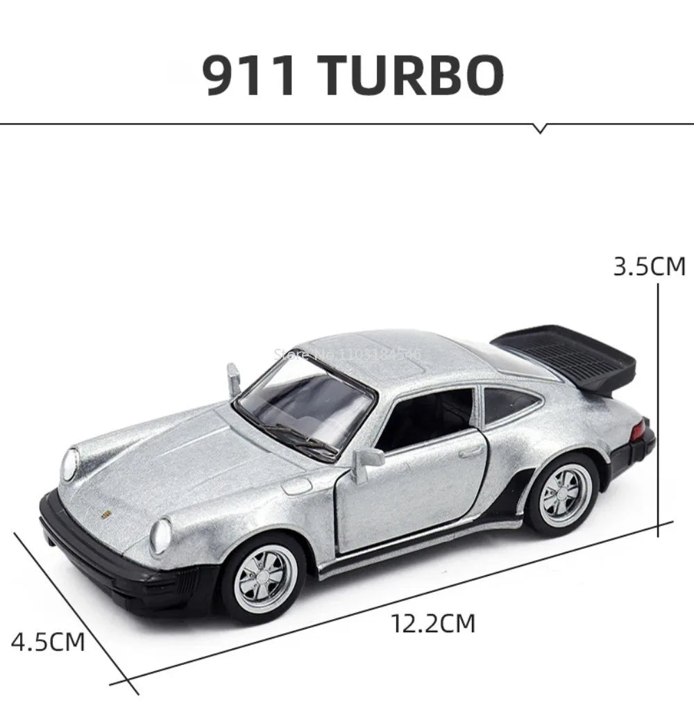 1/36 Scale Porsche 911 Turbo Toy Car Model Alloy Diecast Retro Racing with Pull Back Scale Model Car Toy for Boy Gift Collection