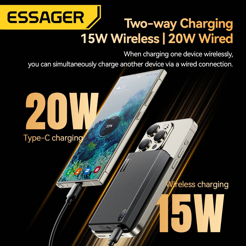 10000mAh Magnetic Power Bank 20W PD Wireless Fast Charging Slim Portable Charger for iPhone MagSafe