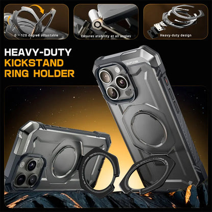 For iPhone 16 Pro Max Case with Camera Control Capture Button UB Grip Heavy Duty Rugged Magnetic Phone Case with Stand