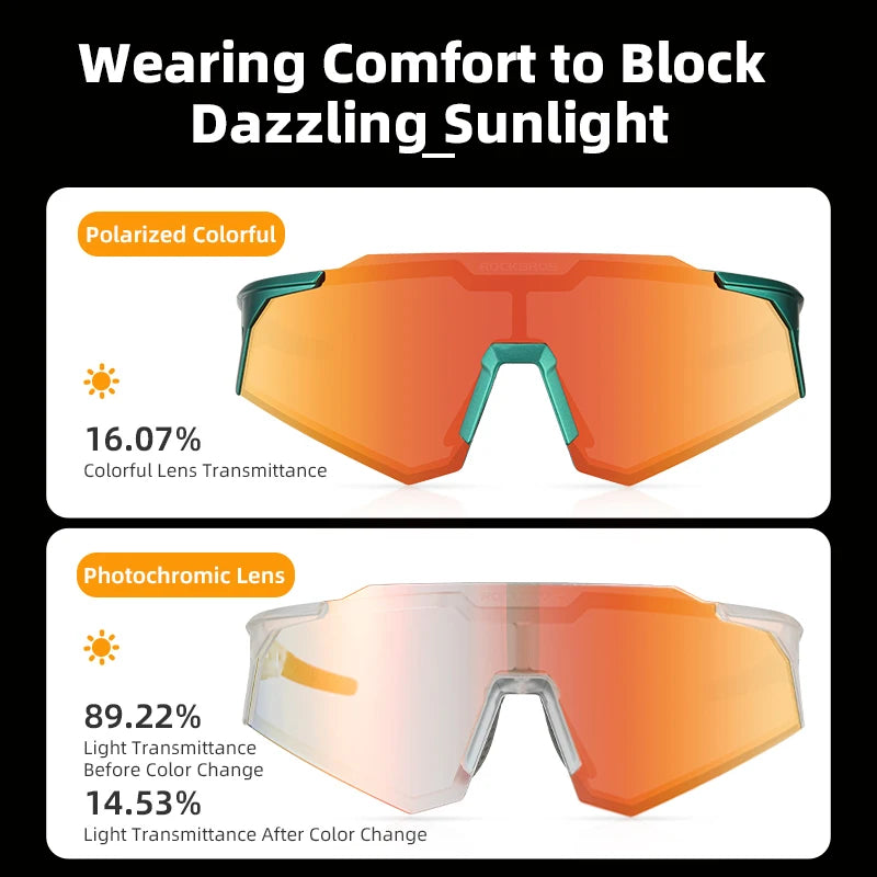 Bicycle Glasses Photochromic / Polarized Lens Bike Sunglasses Eyewear Sun Protect Sports MTB Road Adult Cycling Glasses
