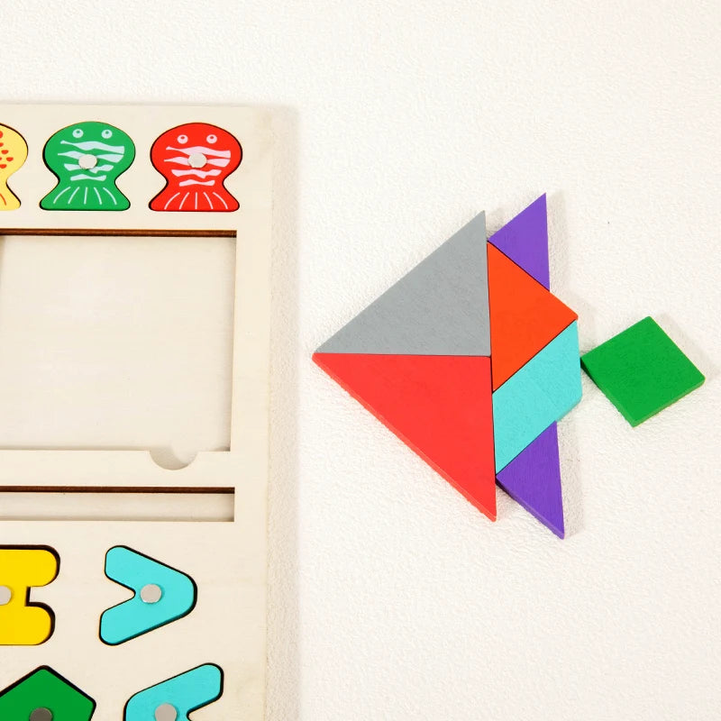 Montessori Wooden Educational Shape and Number Matching Puzzle Board
