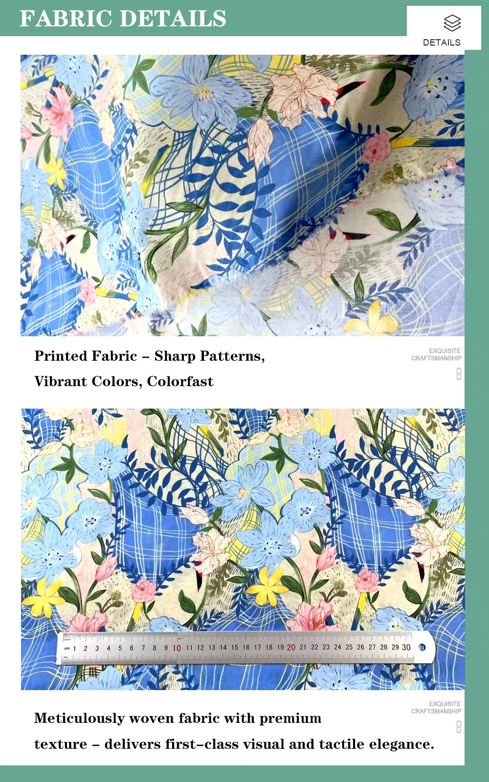 60s Printed 100% Cotton Fabric - Premium DIY Sewing & Quilting Material (per Meter)