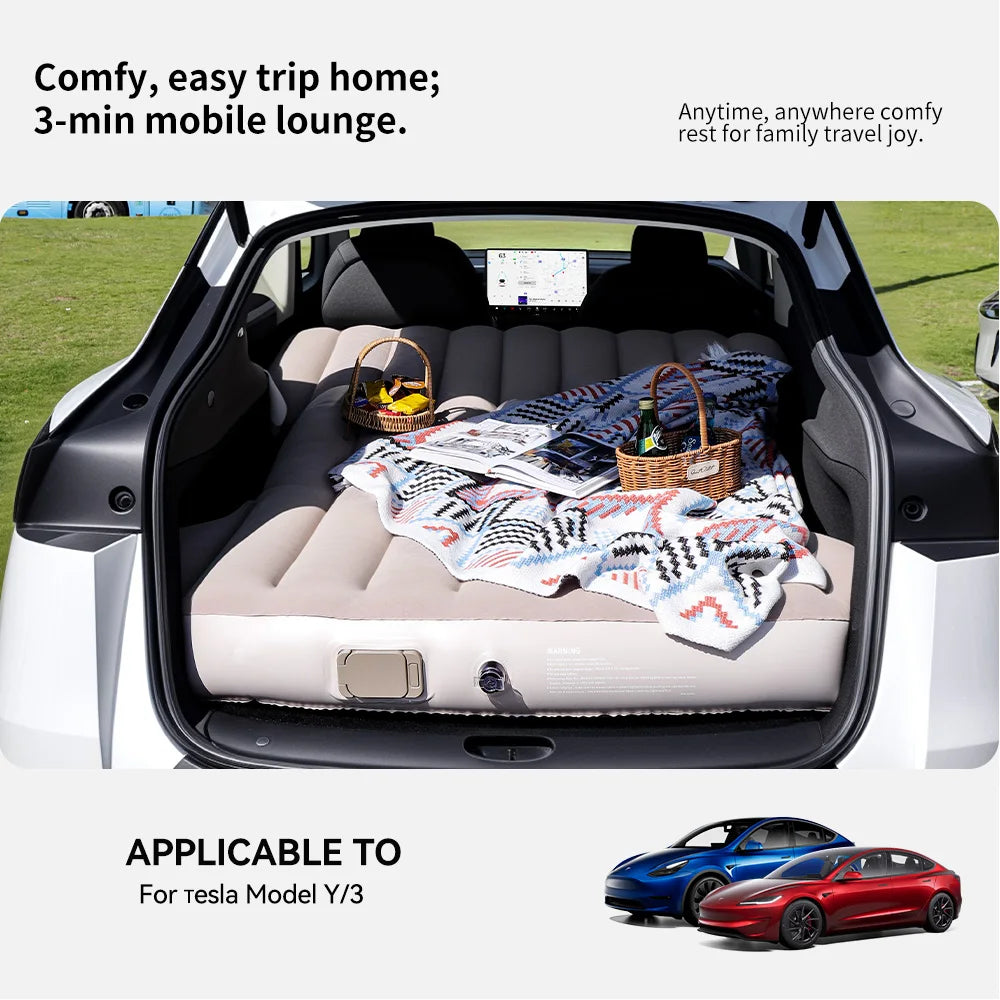 Self Inflating Car Mattress for Tesla Model Y Juniper 2021 2026 Inflatable Travel Camping Bed