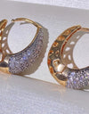 Luxury Gold Color U Hoop Earrings for Women Fashion Double Sided Cubic Zirconia Micro Inlay Earring