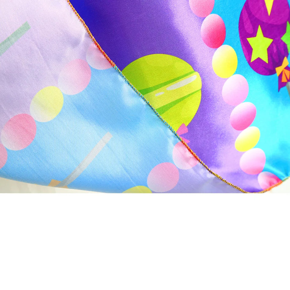 Girls Purim Festival Lollipop Costume Children Puff Sleeve Candy Costume Kids Sweet Lollipop Print Birthday Party Dresses