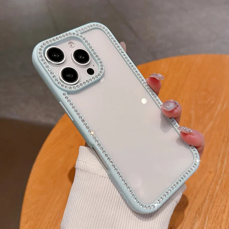 Luxury Bling Rhinestone Diamond Phone Case For iPhone 17 16 Pro Max Cases iPhone 15 14 Air Shockproof Cover