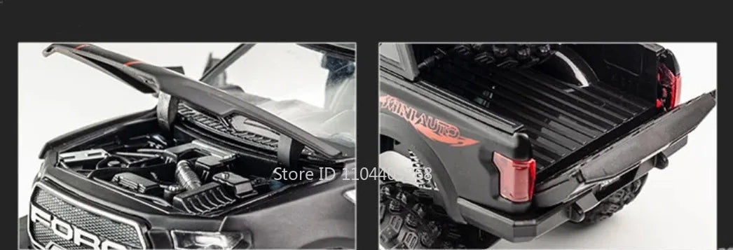 1:32 Scale Raptor F-150 BigFoot Pickup Car Model Toy Pull Back Sound&Light Off Road Truck Models Collection Gifts