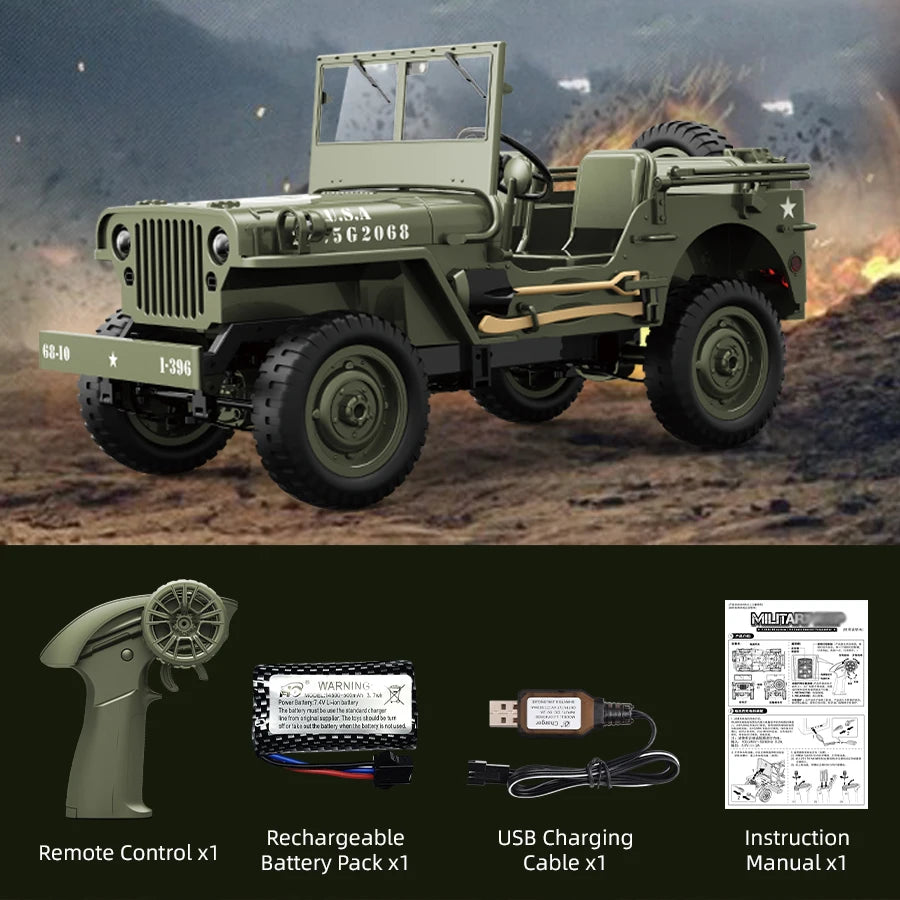 1 to 10 Scale 4WD Remote Control Military Off Road Jeep