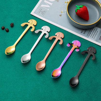 304 Stainless Steel Coffee Spoon Lovely Cute Cat Shape Teaspoon Dessert Snack Scoop Ice Cream Mini Spoons Kitchen ToolsTableware