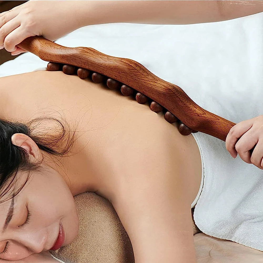 Wood Therapy Massage Roller Stick Tools,for Lymphatic Drainage,Body Sculpting,Ease Neck Back Waist Pain Handheld Massage Stick