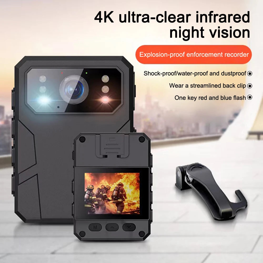 4K HD Mini Camera Police Recorder With Hd Ips Screen Hd Police Body Camera, Can Wear A Portable Body Camera