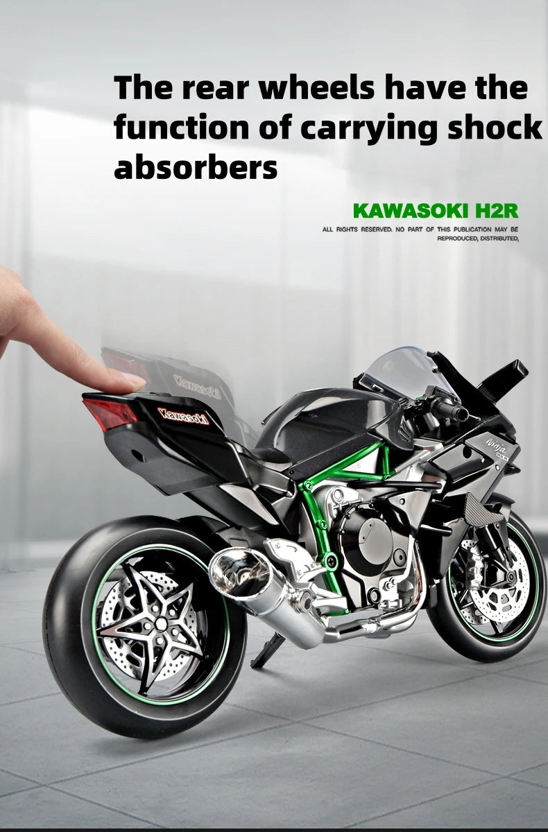 Diecast H2 H2R Sports Motorcycle Model 1 to 9 Scale